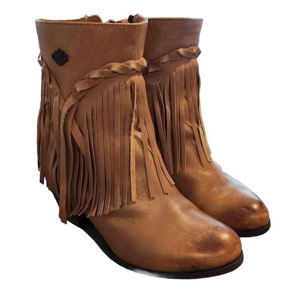HARLEY-DAVIDSON FOOTWEAR Women's Retta Fashion Boot, Tan, 9.5m US Fringe Country